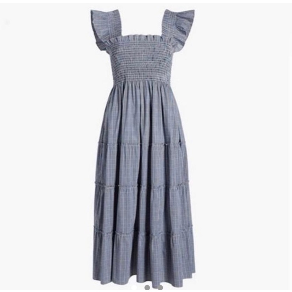 Hill House The Ellie Nap Dress Tai Check Midi Dress | Size Medium